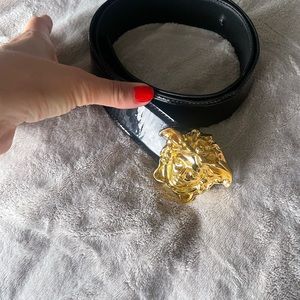 Versace black patent belt